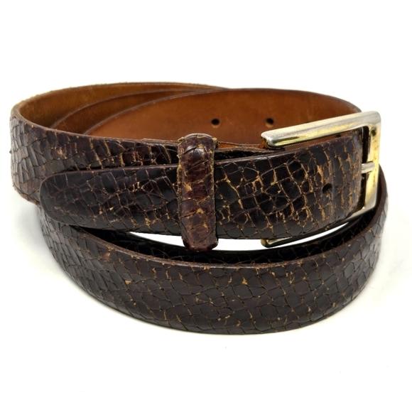 MARTIN DINGMAN BASKET GRAIN ITALIAN LEATHER BROWN BELT MENSWEAR MEN SIZE 42 - Picture 1 of 16